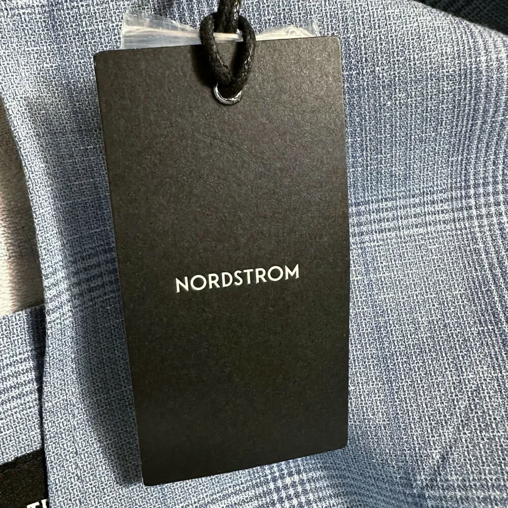 NWT Nordstrom Mens Trim Fit Plaid Linen Blend 2 Button Blazer Size 42R Classic